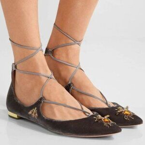Aquazzura Christy Fauna Bee Embellished Flats 36.5